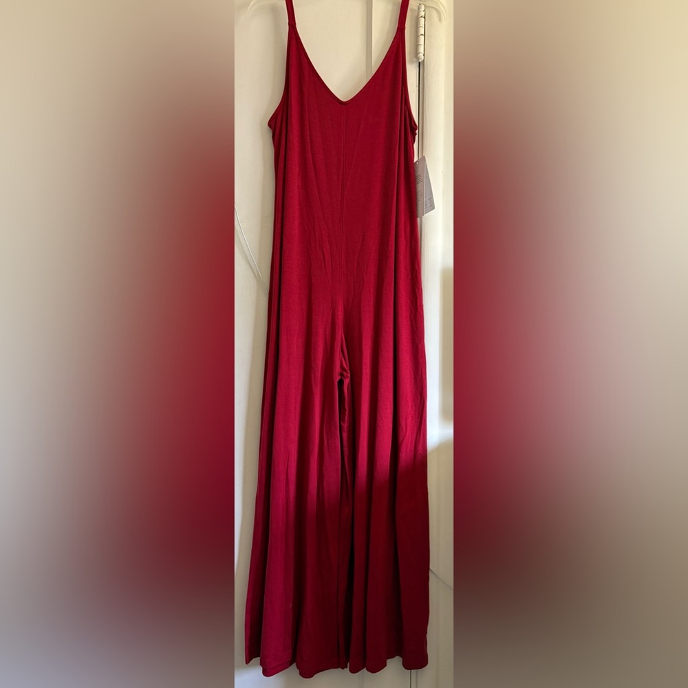 Athleta Vibrant Red Wide Leg Sleep Romper